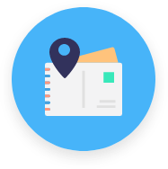 Postcard with location pin logo