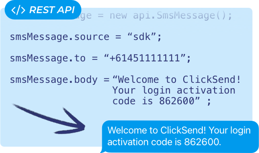 Example of the API sending a text message