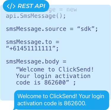 Example of the API sending a text message